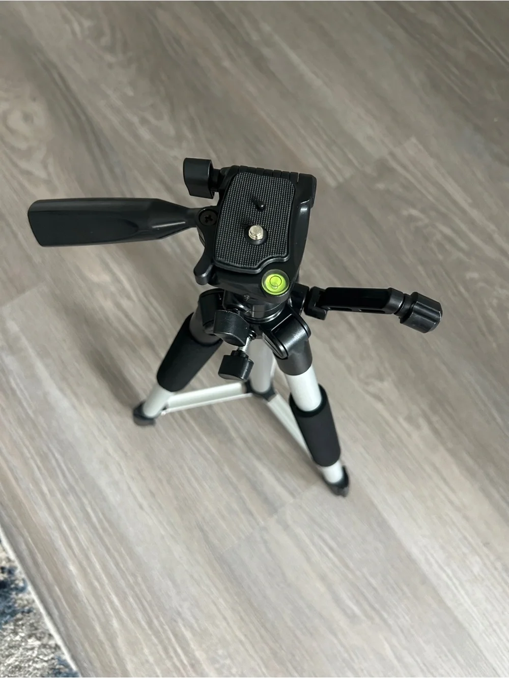 Lightweight Silver and Black Camera Tripod - Adjustable Pan Head